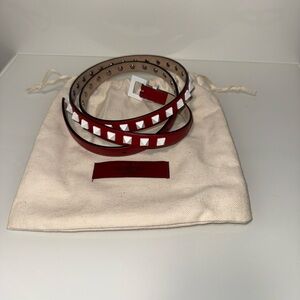 Valentino Rockstud Red Leather Rockstud Belt
